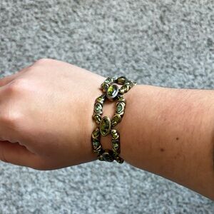 Lia Sophia Antique Gold Bracelet with Green Accents